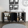 Hanah Home Consola Elite 1618, Mueble de Salón 180x80x45cm, Nogal y Mármol Negro, Diseño Bohemia y Antracita, Melamina 18mm